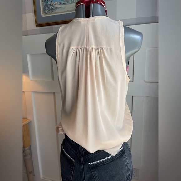 Rebecca Taylor Silk Studded Beige Tank Top Size 4 - Picture 3 of 8